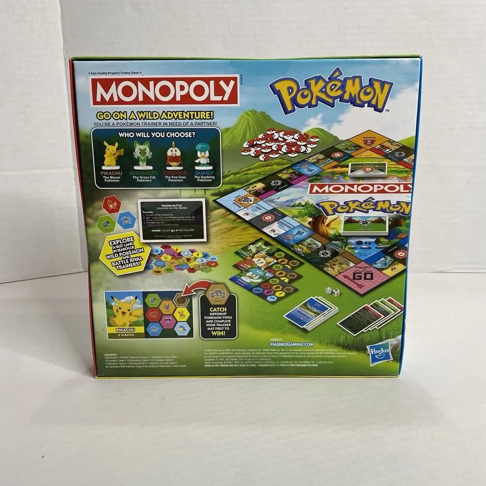 NEW SEALED Monopoly Pokémon Edition Board Game Property Trading Hasbro Ages 8+